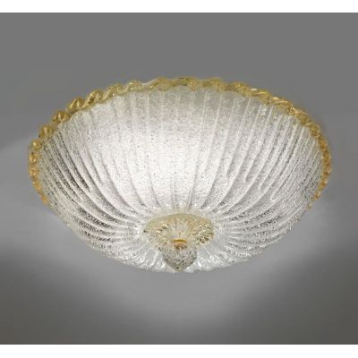 BUDINO PLAFONIERA IN CRISTALLO DI MURANO GRANIGLIA TRASPARENTE O CON BORDO ORO 24K 2 MISURE