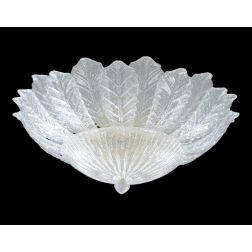 ANDROMEDA PLAFONIERA CLASSICA CON FOGLIE IN VETRO MURANO GRANIGLIA TRASPARENTE O ORO 24K 2 MISURE