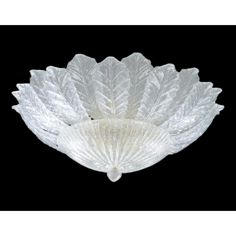 ANDROMEDA PLAFONIERA CLASSICA CON FOGLIE IN VETRO MURANO GRANIGLIA TRASPARENTE O ORO 24K 2 MISURE