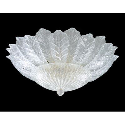 ANDROMEDA PLAFONIERA CLASSICA CON FOGLIE IN VETRO MURANO GRANIGLIA TRASPARENTE O ORO 24K 2 MISURE