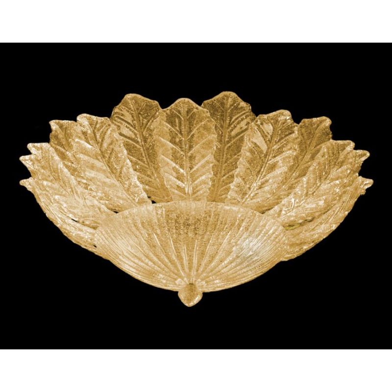 ANDROMEDA PLAFONIERA CLASSICA CON FOGLIE IN VETRO MURANO GRANIGLIA TRASPARENTE O ORO 24K 2 MISURE