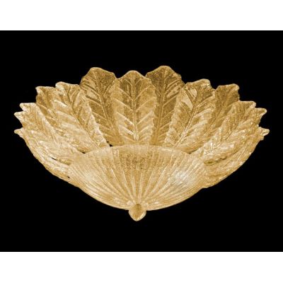 ANDROMEDA PLAFONIERA CLASSICA CON FOGLIE IN VETRO MURANO GRANIGLIA TRASPARENTE O ORO 24K 2 MISURE