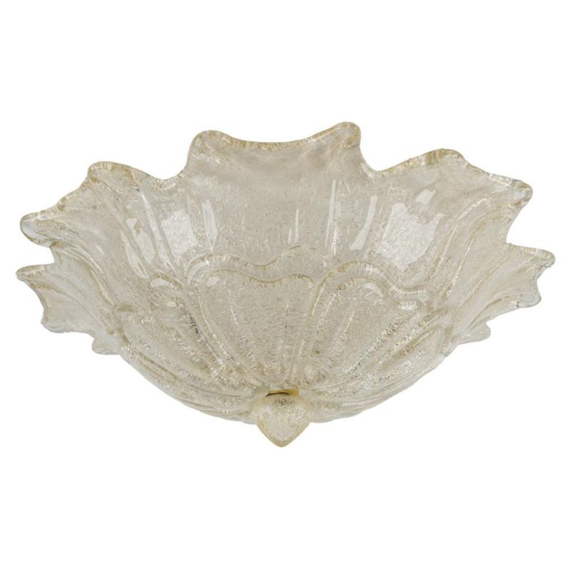 FIORE PLAFONIERA IN VETRO DI MURANO TRASPARENTE O AMBRA D50 CM CLASSICA CONTEMPORANEA