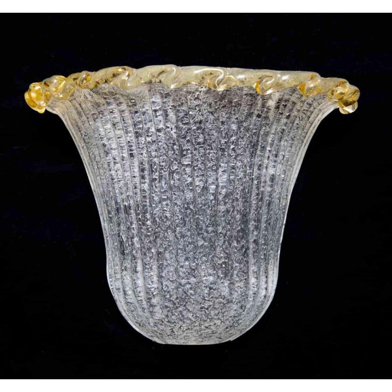 BUDINO APPLIQUE IN CRISTALLO DI MURANO GRANIGLIA TRASPARENTE O CON BORDO ORO 24K CLASSICA