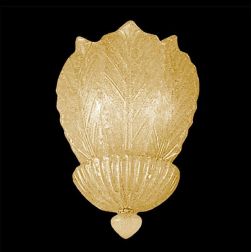 ANDROMEDA APPLIQUE CLASSICA CON FOGLIE IN VETRO MURANO GRANIGLIA TRASPARENTE O ORO 24K 2 MISURE 2