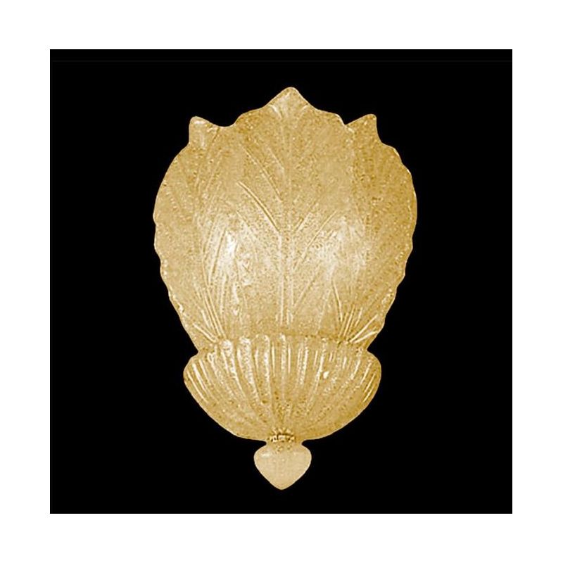 ANDROMEDA APPLIQUE CLASSICA CON FOGLIE IN VETRO MURANO GRANIGLIA TRASPARENTE O AMBRA 2 MISURE