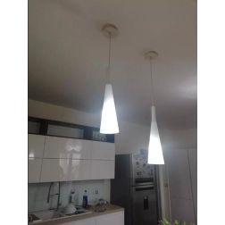 LAMPADA A SOSPENSIONE SINGOLA IN METALLO E VETRO SOFFIATO BIANCO MODERNA CRISTALENSI - Cristalensi Shop Online 2