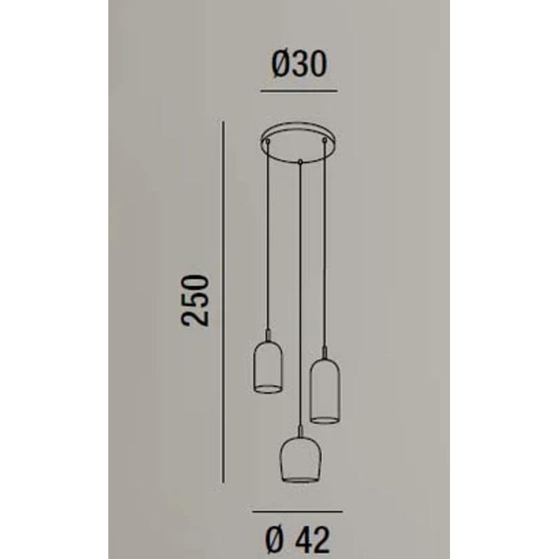 CORO SOSPENSIONE 3 LUCI OTTONE BRUNITO CON DIFFUSORI IN VETRO COLORATO LAMPADINE ATTACCO E14