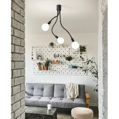 BULBO PLAFONIERA 3 LUCI CON BRACCI FLESSIBILI ORIENTABILI BIANCA O NERA LAMPADINE ATTACCO E27 MODERNA