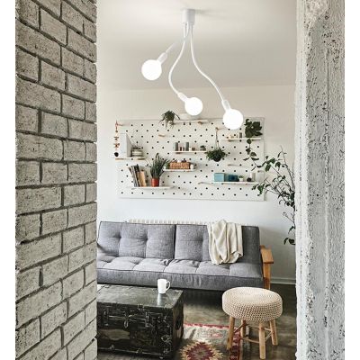 BULBO PLAFONIERA 3 LUCI CON BRACCI FLESSIBILI ORIENTABILI BIANCA O NERA LAMPADINE ATTACCO E27 MODERNA