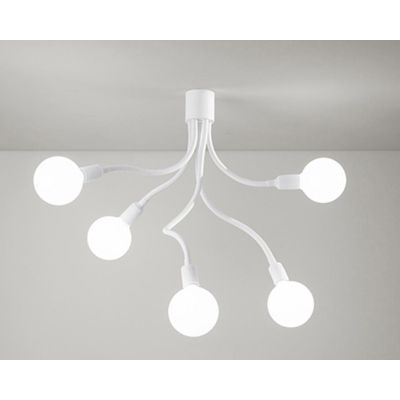 BULBO PLAFONIERA 5 LUCI CON BRACCI FLESSIBILI ORIENTABILI BIANCA O NERA LAMPADINE ATTACCO E27 MODERNA