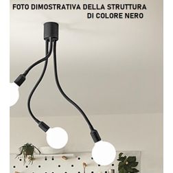 BULBO PLAFONIERA 5 LUCI CON BRACCI FLESSIBILI ORIENTABILI BIANCA O NERA LAMPADINE ATTACCO E27 MODERNA 2