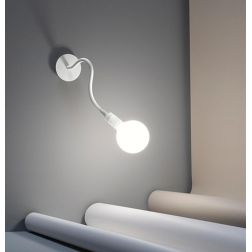 BULBO APPLIQUE CON BRACCIO FLESSIBILE ORIENTABILE BIANCA O NERA LAMPADINA ATTACCO E27 MODERNA 2