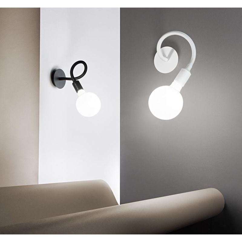 BULBO APPLIQUE CON BRACCIO FLESSIBILE ORIENTABILE BIANCA O NERA LAMPADINA ATTACCO E27 MODERNA