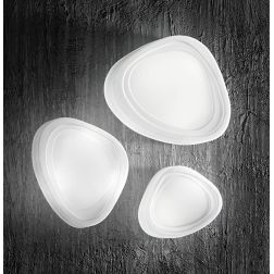 MOU PLAFONIERA ASTRATTA IN VETRO BIANCO 2 MISURE DESIGN MODERNO LAMPADINE ATTACCO E27 2