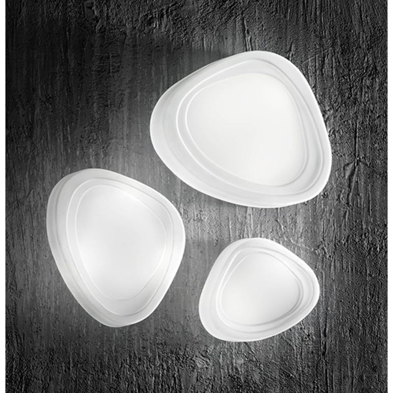 MOU PLAFONIERA ASTRATTA IN VETRO BIANCO 2 MISURE DESIGN MODERNO LAMPADINE ATTACCO E27