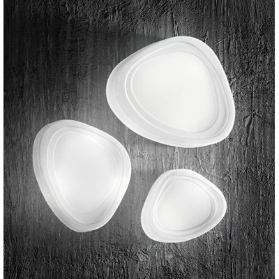MOU PLAFONIERA ASTRATTA IN VETRO BIANCO 2 MISURE DESIGN MODERNO LAMPADINE ATTACCO E27