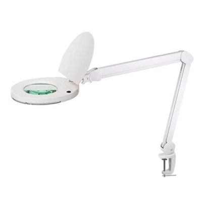 CLOSE LAMPADA DA TAVOLO CON MORSETTO, LENTE D'INGRANDIMENTO, ORIENTABILE LED 12W LUCE 3000K DIMMERABILE