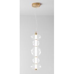 8163 BUBBLES SOSPENSIONE ORO CON VETRI TRASPARENTI LED 38W LUCE 3000K MONTAGGIO VERTICALE O ORIZZONTALE 2