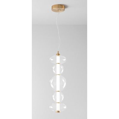 8163 BUBBLES SOSPENSIONE ORO CON VETRI TRASPARENTI LED 38W LUCE 3000K MONTAGGIO VERTICALE O ORIZZONTALE