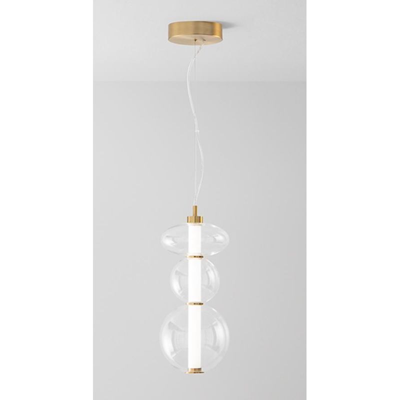 8162 BUBBLES SOSPENSIONE ORO CON VETRI TRASPARENTI LED 24W LUCE 3000K MONTAGGIO VERTICALE O ORIZZONTALE