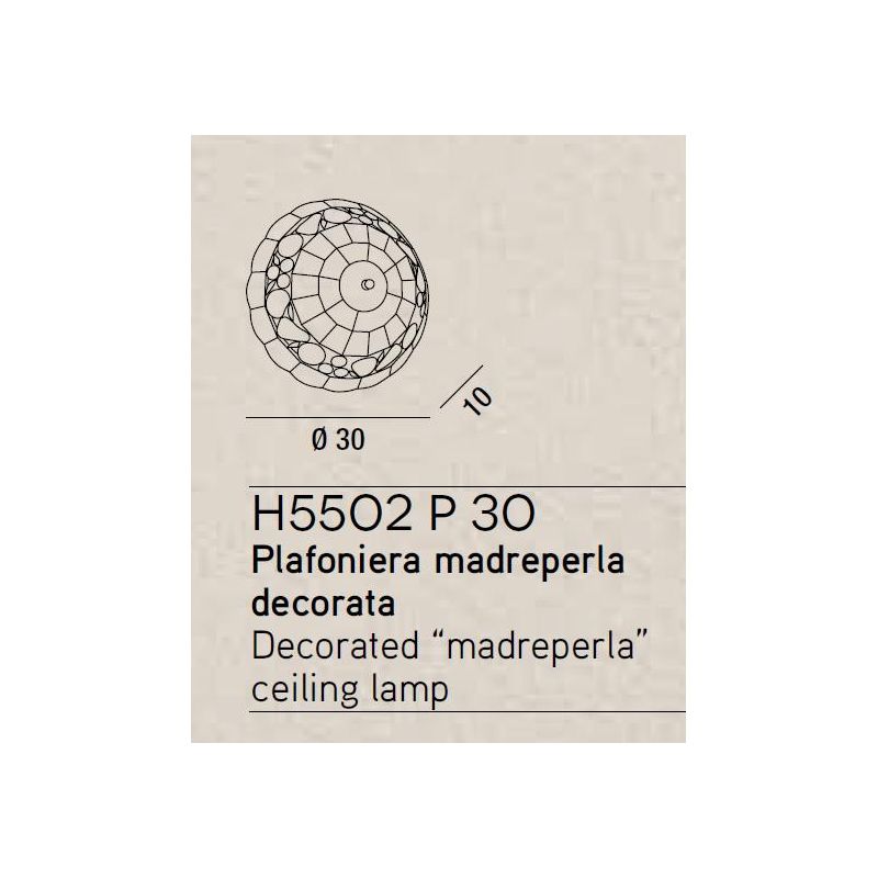 H5502 COCKTAIL APPLIQUE PLAFONIERA ROTONDA D30 CM IN VETRO TIFFANY MADREPERLA COLORATA