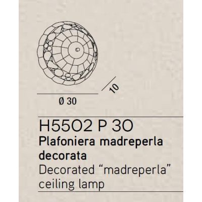 H5502 COCKTAIL APPLIQUE PLAFONIERA ROTONDA D30 CM IN VETRO TIFFANY MADREPERLA COLORATA