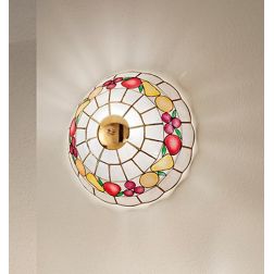 H5502 COCKTAIL APPLIQUE PLAFONIERA ROTONDA D30 CM IN VETRO TIFFANY MADREPERLA COLORATA 2