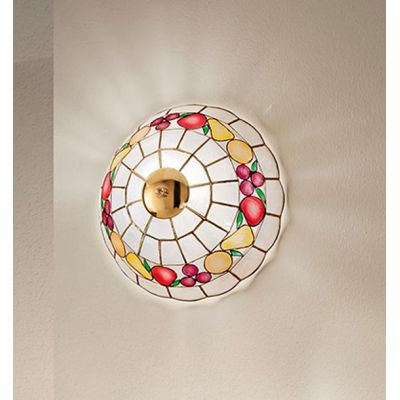 H5502 COCKTAIL APPLIQUE PLAFONIERA ROTONDA D30 CM IN VETRO TIFFANY MADREPERLA COLORATA