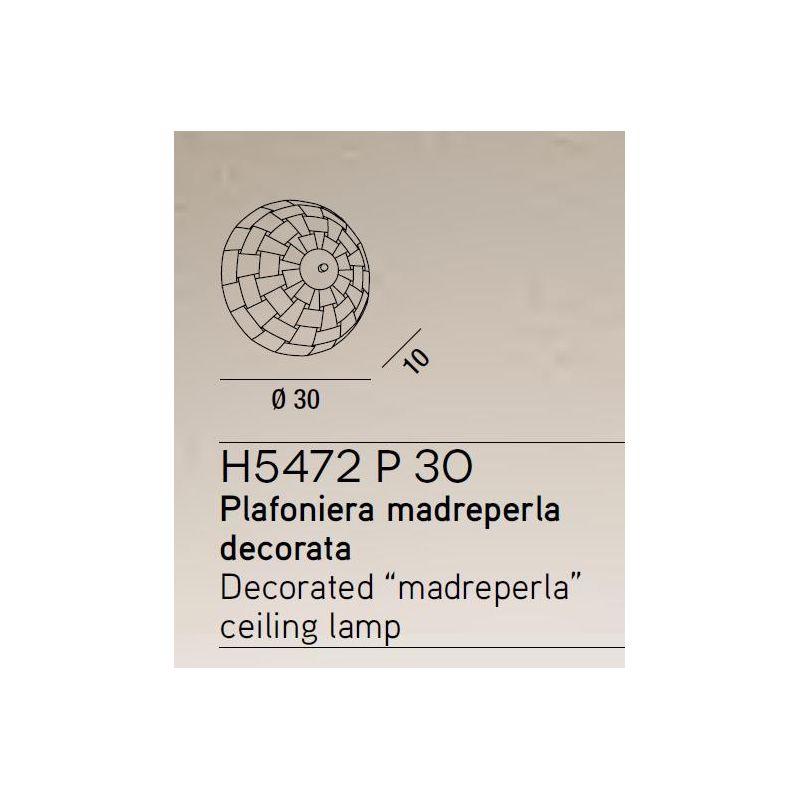 H5472 PLAFONIERA APPLIQUE D30 CM IN VETRO TIFFANY IN MADREPERLA COLORATA