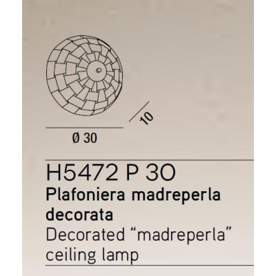 H5472 PLAFONIERA APPLIQUE D30 CM IN VETRO TIFFANY IN MADREPERLA COLORATA