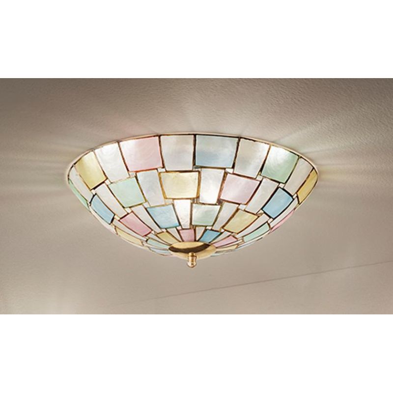 H5472 PLAFONIERA APPLIQUE D30 CM IN VETRO TIFFANY IN MADREPERLA COLORATA