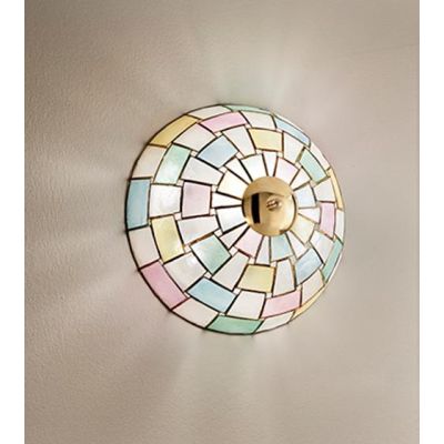 H5472 PLAFONIERA APPLIQUE D30 CM IN VETRO TIFFANY IN MADREPERLA COLORATA
