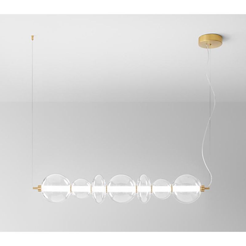 8164 BUBBLES SOSPENSIONE ORO CON VETRI TRASPARENTI LED 50W LUCE 3000K MONTAGGIO VERTICALE O ORIZZONTALE
