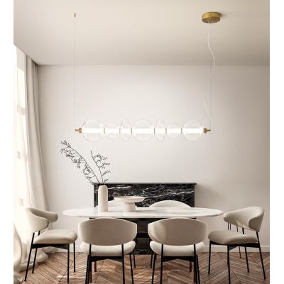8164 BUBBLES SOSPENSIONE ORO CON VETRI TRASPARENTI LED 50W LUCE 3000K MONTAGGIO VERTICALE O ORIZZONTALE