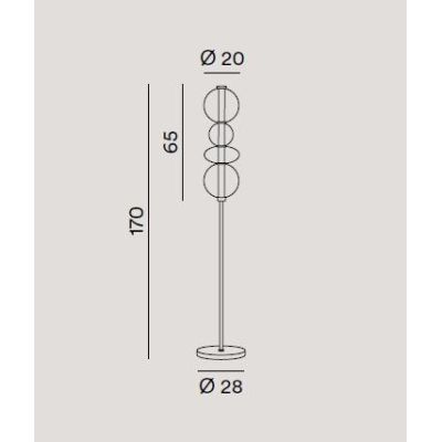 8166 BUBBLES PIANTANA ALLUMINIO ORO CON VETRI TRASPARENTI LED 36W LUCE 3000K DESIGN MODERNO