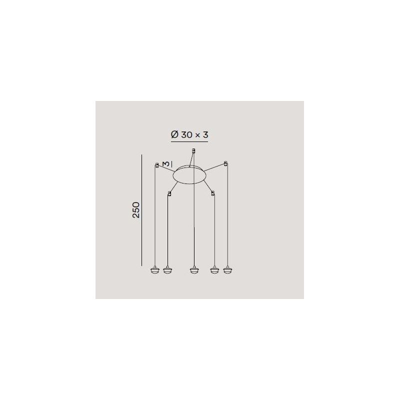 8158 HUNTER SOSPENSIONE CON DECENTRO LED 25W LUCE 3000K CON 5 LUCI IN VETRO TRASPARENTE E FUME SPECCHIATO MODERNO
