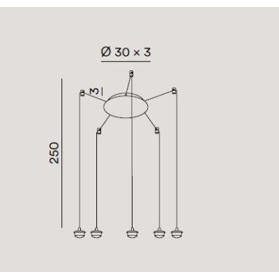 8158 HUNTER SOSPENSIONE CON DECENTRO LED 25W LUCE 3000K CON 5 LUCI IN VETRO TRASPARENTE E FUME SPECCHIATO MODERNO