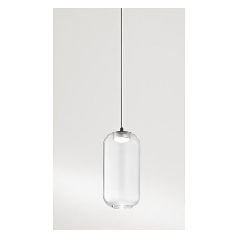 8157 HUNTER SOSPENSIONE SINGOLA A LED 5W LUCE 3000K CON BASE NERA E DIFFUSORE IN VETRO DI 4 COLORI (8214) MODERNA