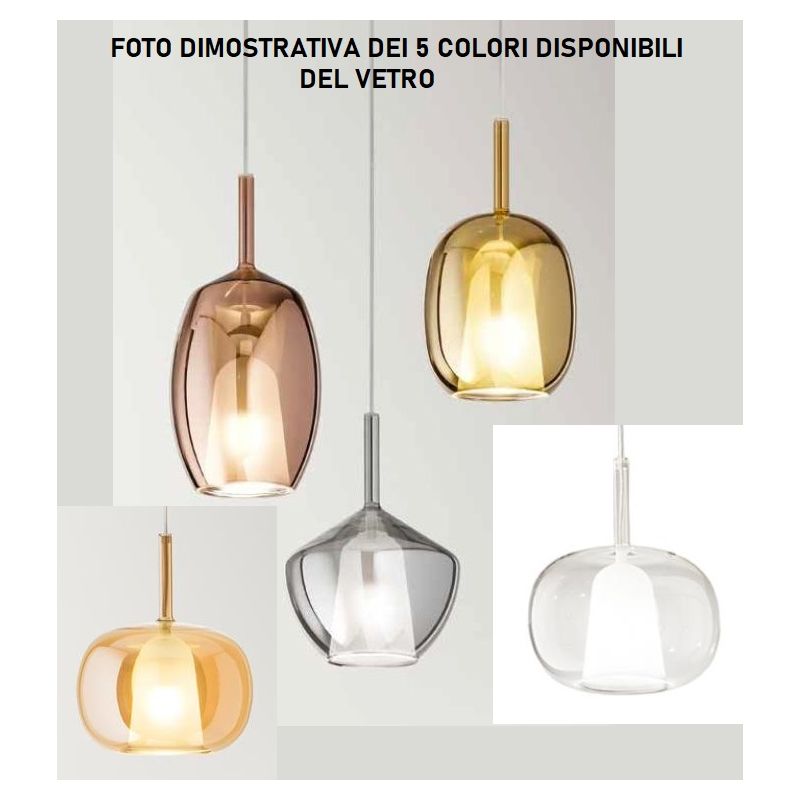 RAIN SOSPENSIONE LINEARE 5 LUCI BASE NERA CON DIFFUSORI IN VETRO TRASPARENTE DESIGN MODERNO
