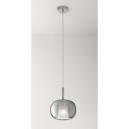 8248 RAIN SOSPENSIONE SINGOLA MODERNA BASE CROMO LUCIDO CON DIFFUSORE IN VETRO D22.5 CM IN 5 COLORI