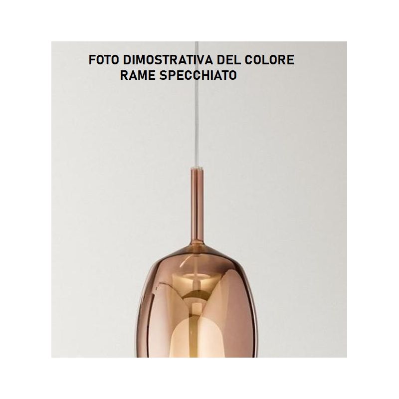 8248 RAIN SOSPENSIONE SINGOLA MODERNA BASE CROMO LUCIDO CON DIFFUSORE IN VETRO D22.5 CM IN 5 COLORI