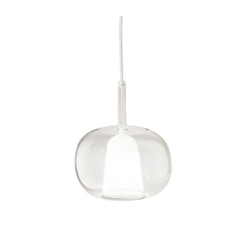 8248 RAIN SOSPENSIONE SINGOLA MODERNA BASE CROMO LUCIDO CON DIFFUSORE IN VETRO D22.5 CM IN 5 COLORI