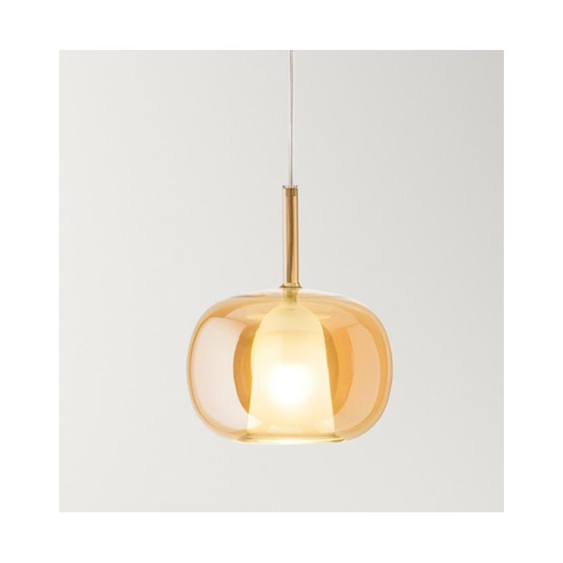 8248 RAIN SOSPENSIONE SINGOLA MODERNA BASE CROMO LUCIDO CON DIFFUSORE IN VETRO D22.5 CM IN 5 COLORI