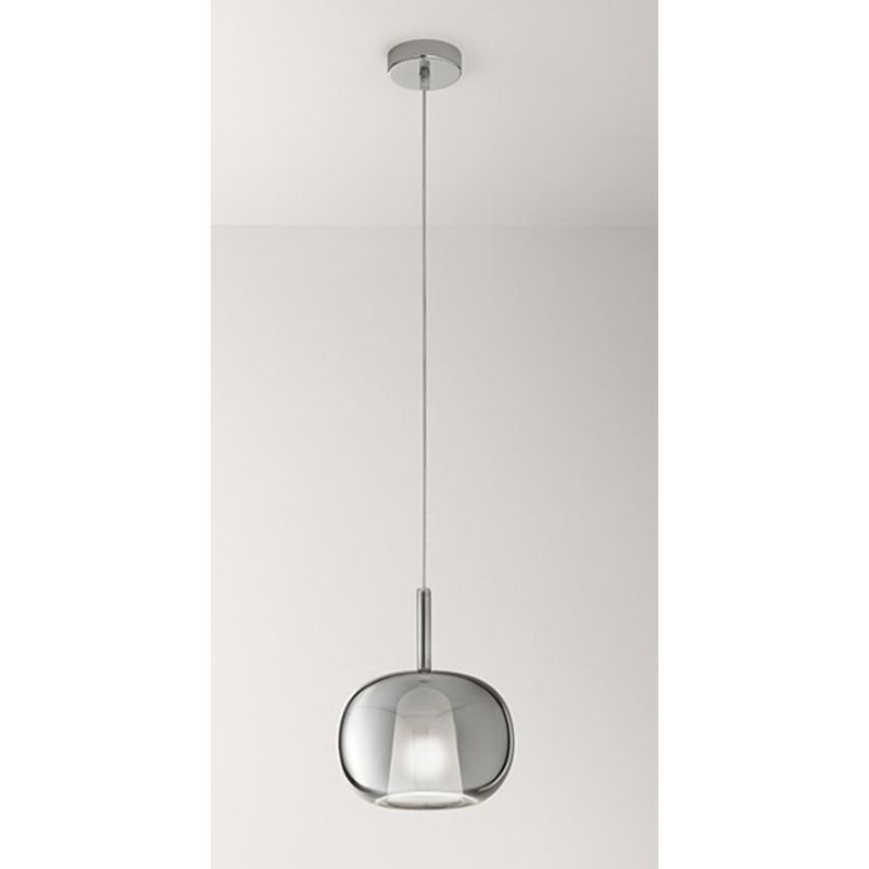 8248 RAIN SOSPENSIONE SINGOLA MODERNA BASE CROMO LUCIDO CON DIFFUSORE IN VETRO D22.5 CM IN 5 COLORI