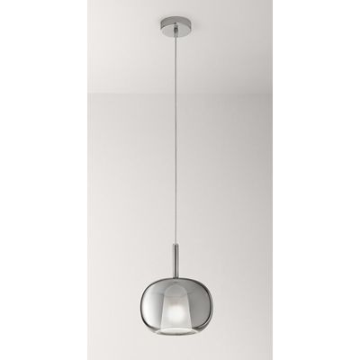 8248 RAIN SOSPENSIONE SINGOLA MODERNA BASE CROMO LUCIDO CON DIFFUSORE IN VETRO D22.5 CM IN 5 COLORI