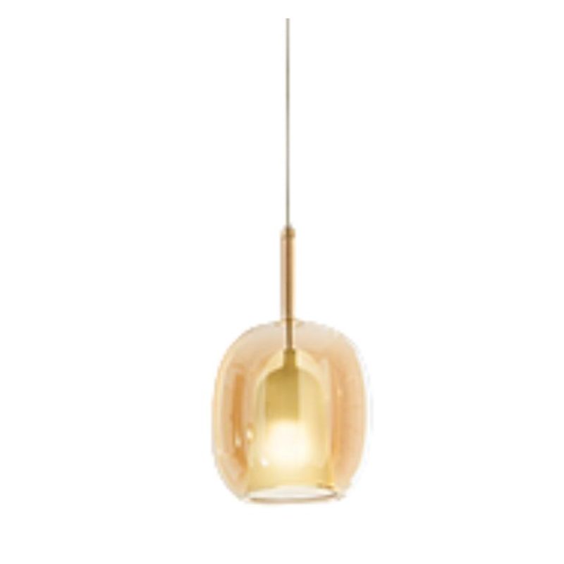 8252 RAIN SOSPENSIONE SINGOLA ALLUNGATA MODERNA BASE OTTONE CON DIFFUSORE IN VETRO D17.5 CM IN 5 COLORI