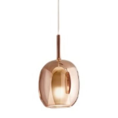 8252 RAIN SOSPENSIONE SINGOLA ALLUNGATA MODERNA BASE OTTONE CON DIFFUSORE IN VETRO D17.5 CM IN 5 COLORI