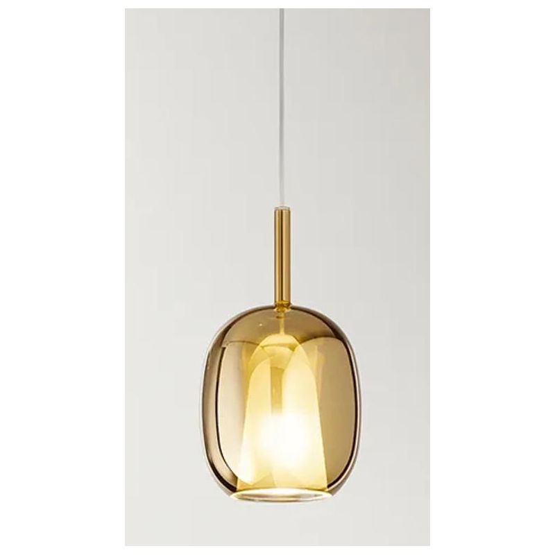 8252 RAIN SOSPENSIONE SINGOLA ALLUNGATA MODERNA BASE OTTONE CON DIFFUSORE IN VETRO D17.5 CM IN 5 COLORI