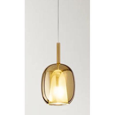 8252 RAIN SOSPENSIONE SINGOLA ALLUNGATA MODERNA BASE OTTONE CON DIFFUSORE IN VETRO D17.5 CM IN 5 COLORI